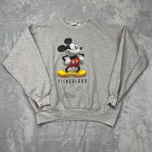 Disneyland Mickey Mouse Sweatshirt Mens 2XL Gray Long Sleeve Crew Neck Pullover